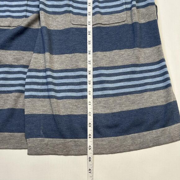 Laurie Felt Cardigan Womens Medium Blue Gray Striped Long Cashmere blend Pockets - Picture 7 of 8